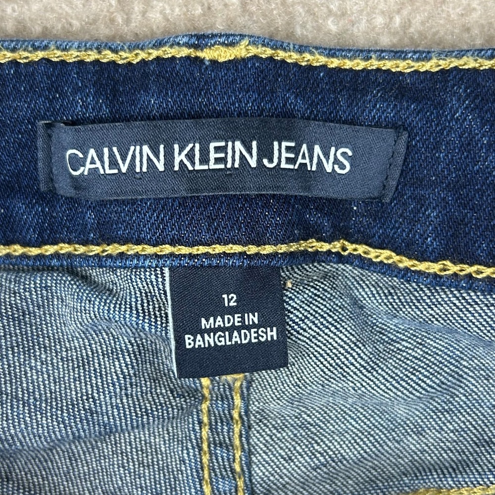 Calvin Klein Jeans Bermuda Shorts Womens 12 Blue Denim Stretch Cotton Mid Rise - Picture 8 of 15